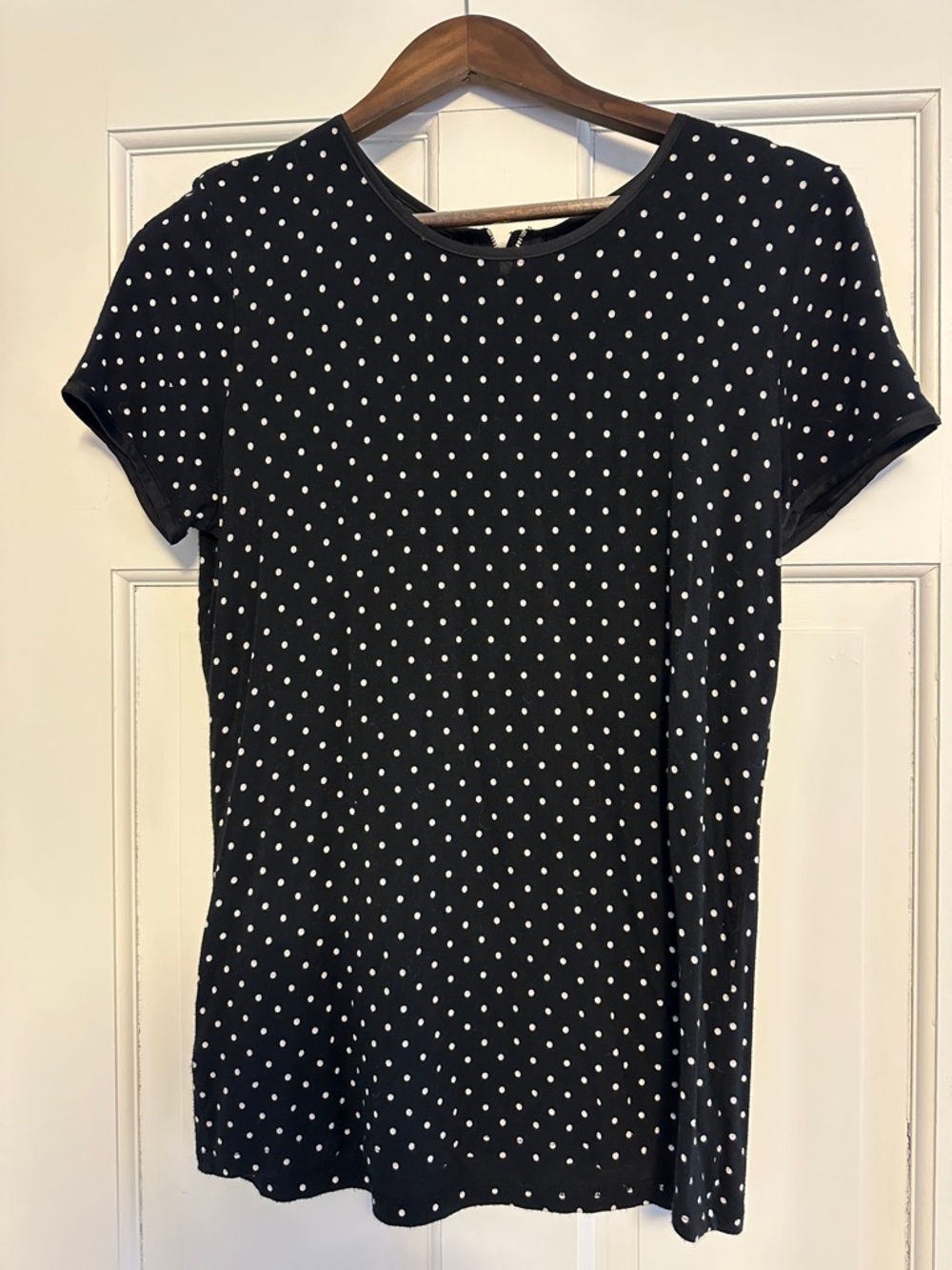 Ann Taylor Black Short Sleeve Polka Dot Tee